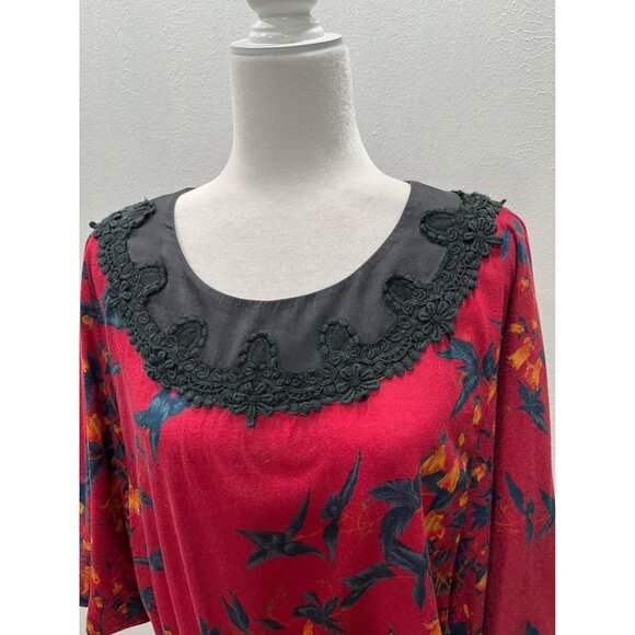 Sweet by Miss Mee red floral blouse size small - Picture 3 of 10